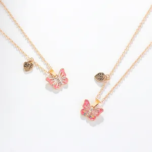 Fashionable Wholesale Jewelry Set For Girls Metal Enameled Butterfly Accessories