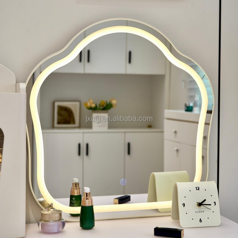 White Dressing Table - White and Gold Dressing Table with LED Mirror White Dressing Table - White and Gold Dressing Table with LED Mirror