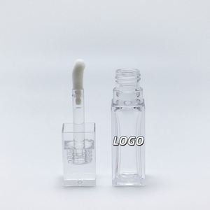 <b>Custom</b> 10ml Square Clear Lip Gloss Tubes Container Cosmetic Tubes Packaging for <b>Lipstick</b> Blush Lipgloss Tubes With Big Brush - Product Image 1