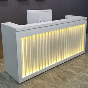 Mostrador de recepción de cafetería moderno, mostrador de recepción de oficina de pared trasera de hotel con mostrador de recepción, mostrador frontal para spa