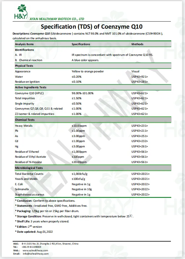 Coenzime de alta qualidade q10 10% coenzima solúvel em água q10 material cru coenzima q10