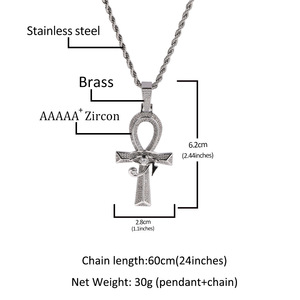 Cunyan Ankh <span class=keywords><strong>Cruz</strong></span> colgante Ojo de Horus Ankh collar antiguo egipcio Hip Hop joyería <span class=keywords><strong>amuleto</strong></span> - Product Image 6