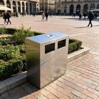 Poubelle extérieure à double compartiment en acier inoxydable brossé anti-traces de doigts, bac à déchets durable pour les rues publiques