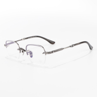 Gafas de lujo de marca, montura plateada y negra, media montura, anti luz azul, montura óptica para lectura con prescripción, gafas reflectantes para hombre, de lujo