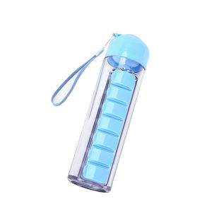 Leakproof Design 2 In 1 Travel Water Bottle With Pill Organizer BPA Free Outdoor Sport Water Bottle With 7 Day Pill Storage Box - Product Image 2