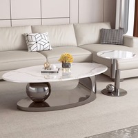 Table basse ovale en bois de style italien, design simple et luxueux, pour petit appartement, salon ou coin café