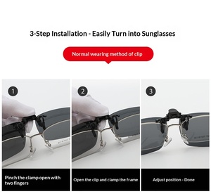 Lunettes de soleil polarisées UV400 à clipser en métal, forme carrée et rectangulaire, pour femmes et hommes, vente en gros, mode 026 - Product Image 3