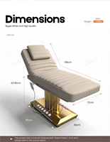 Table et lit de massage électrique moderne en acier inoxydable doré, 3 moteurs, lit de beauté pour soins du visage, lit pour extensions de cils, lit d'esthéticienne de luxe