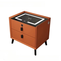 Table de chevet multifonctionnelle pour hôtel avec dessus en verre trempé durable, chargement sans fil et déverrouillage par empreinte digitale