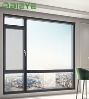 Ventanas Modernas de Aluminio con Rotura de Puente Térmico, Resistentes a Huracanes, con Vidrio y Marco de Aluminio Negro, Abatibles y Giratorias