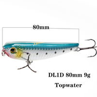 LUTAC Leurre flottant pour la pêche à la traîne à l'eau 80mm/9g Long Casting Crayon Leurres ABS Plastic Laser Coating Skin Treble Hook Hard Baits