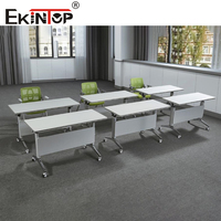 Ekintop Table de conférence simple et moderne pour la formation professionnelle Table pliante mobile en métal pour le bureau Table d'écriture