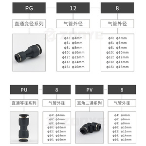 Pneumatic Hose <b>Connector</b> <b>Quick</b> Coupler PG PU PV 4 6 8 10 12mm Straight And Right Angle For Air Tube - Product Image 1