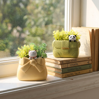 Pot de fleurs en résine en forme de sac à main pour plantes succulentes, fait main, avec trou de drainage, bleu, pour pépinière, décoration de bureau, maison et jardin