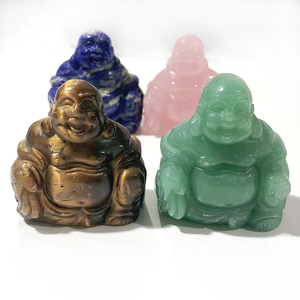 CHUSE Venta al por Mayor de Mini Estatuas de Buda de Cristal Ecológicas de 2 Pulgadas con Técnica de Mosaico, Amatista, Labradorita, Decoración Natural para el Hogar - Product Image 1