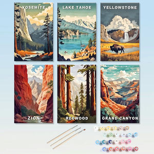 Kit de <span class=keywords><strong>Peinture</strong></span> à l'Huile DIY Montagne au Lever du Soleil, 6 Pièces, <span class=keywords><strong>Peinture</strong></span> par Numéros sur Mini Toile, Fournitures d'Art Acrylique pour Décoration Intérieure - Product Image 1