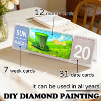 Calendrier de bureau 2027 en peinture diamant 5D, kit de calendrier mensuel à feuillets mobiles à faire soi-même, cadeau artisanal pour la décoration de la maison et du bureau