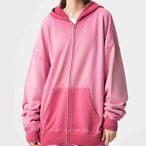 Sweat-shirt à capuche rétro surdimensionné de haute qualité, personnalisé en gros, broderie personnalisée, lavage à l'acide, fermeture éclair - Product Image 1