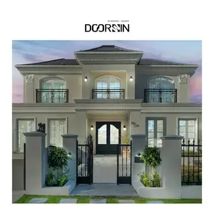 American New Construction Graphic Design Solutions Modern French Entry Doors With Durable Aluminum Alloy Frame Custom Window