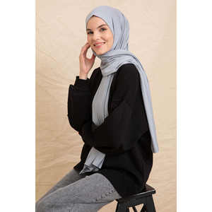 Pañuelo de Algodón Sencillo Gris para Mujer, Estilo Modesto, Lavable, Silueta Recta con Cintura Natural - Product Image 5