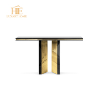 Table console de luxe, design en bois massif, feuille d'or, décoration murale pour couloir, table d'entrée, meubles sur mesure
