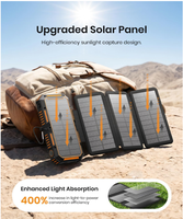 Nouvelle batterie solaire 20000mAh, chargeur portable sans fil avec panneau solaire et entrée/sortie USB C, charge rapide