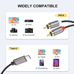 <strong>USB</strong>-C to 2 RCA Male <strong>Y</strong> Splitter <strong>Cable</strong> <strong>USB</strong> C to 2 RCA Audio <strong>Cable</strong> for HDTV Speaker Use Pure Oxygen-free Copper Flexible PVC Jacket - Product Image 5