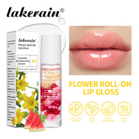 Lakerain Huile à lèvres roll-on aux fleurs fraîches, hydratante, repulpante, adoucissante, parfumée aux fruits, baume à lèvres, huile teintée pour les lèvres