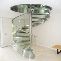 Escalier en colimaçon de luxe, escalier en arc, escalier intérieur/extérieur, marches d'escalier en acier, escalier en colimaçon en métal avec marches en bois