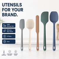 Ensemble de spatules antiadhésives de qualité alimentaire, résistantes à la chaleur 600F, outil de cuisson, spatule de cuisine, spatule en caoutchouc, sans BPA, 5 pièces