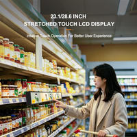Écran LCD ultra-large pour publicité intérieure en supermarché, lecteur multimédia de taille personnalisée, écran de rayonnage extensible, barre d'affichage