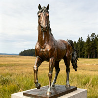 Statue d'art animalier personnalisable, sculpture réaliste en bronze pour jardin, statue de cheval marchant