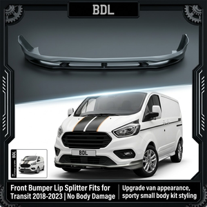 ลิ้นกันชนหน้าสีดำเงาและชุดกันชนล่างแบบพร้อมพ่นสีรองพื้นสำหรับ <span class=keywords><strong>Ford</strong></span> <span class=keywords><strong>Transit</strong></span> <span class=keywords><strong>Custom</strong></span> ปี 2018-2023, ติดตั้งได้ตรงรุ่นแบบไม่ต้องตัด - Product Image 2