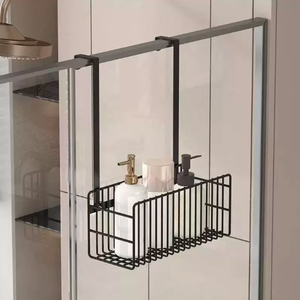 Bathroom Shower Shelf Stainless Steel Modern Brushed Design No-Drill Wall-Mounted Shower Gel Storage Rack & Hanging <b>Basket</b> - Product Image 4