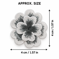 Applique en tissu 3D à quatre pétales superposés, 1,57 pouce, motif brodé blanc pour robes de mariée, vêtements, couture et travaux manuels DIY