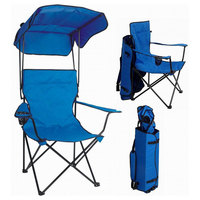 Chaise de camping et de plage moderne en métal, pliable, portable, légère, écologique, confortable, pour le loisir, avec parasol intégré