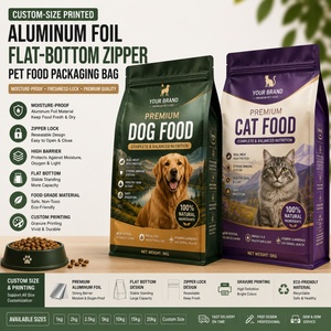 Bolsa de Embalaje para Alimentos para Mascotas con Cierre, Base Plana, de Aluminio, Impresa a Medida y Resistente a la Humedad - Product Image 1