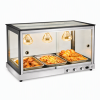 Vitrine chauffante commerciale de comptoir en acier inoxydable et verre pour poulet frit, pain et tartes