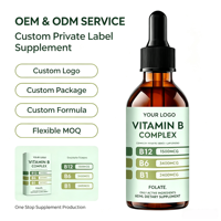 Gouttes liquides de complexe de vitamines B OEM haute puissance B1 B6 B12 Folate Complément alimentaire 60ml Marque privée