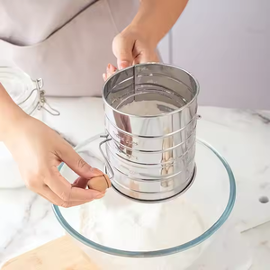 회전식 핸드 밀가루 스트레이너 생과자 도구로 분말 설탕 셰이커 베이킹 용 스테인레스 스틸 밀가루 체 - Product Image 3