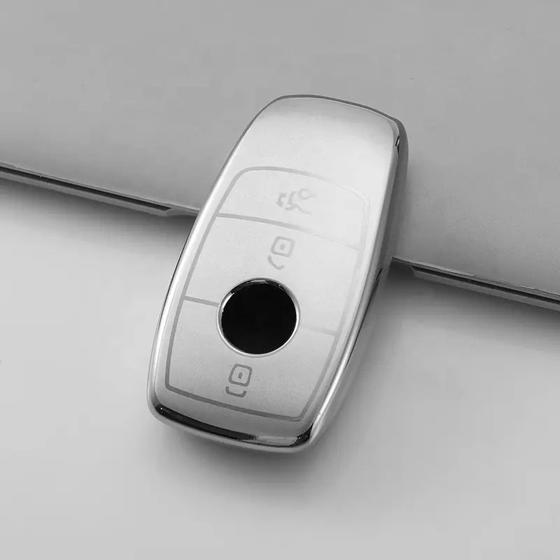 Sıcak satış yumuşak TPU gümüş kenar araba anahtarı durum kapak BMW VW Benz Audi Toyota Honda için 2024 yeni araba anahtarı durum