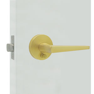 Fonction <span class=keywords><strong>de</strong></span> confidentialité à levier <span class=keywords><strong>de</strong></span> rampe avec bouton poussoir rond en laiton satiné rose poignée <span class=keywords><strong>de</strong></span> <span class=keywords><strong>porte</strong></span> à réglage rapide <span class=keywords><strong>doré</strong></span> - Product Image 4