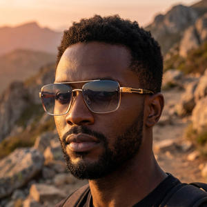 Nouvelles lunettes de soleil rétro pour hommes, monture carrée en métal, protection UV400, classe 2, verres PC, monture noire, pour la conduite en extérieur - Product Image 3