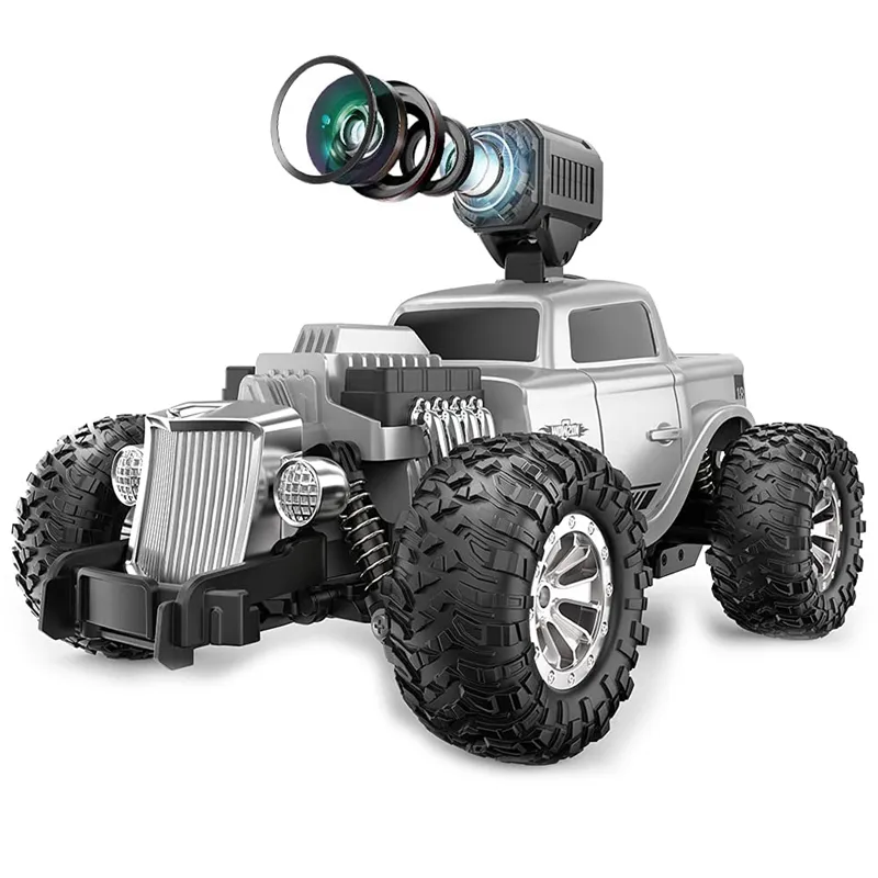 DEERC Remote Control Car with 1080P HD FPV Camera 1/16 Scale Off-Road Truck High Speed Monster RC Trucks with 2 Batteries