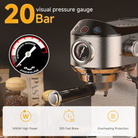 BioloMix 20 Bar yarı otomatik toz kahve makinesi süt buhar Frother ile | 1450W yüksek güç | 1.1L çıkarılabilir tankı