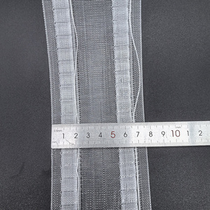 Ruban plissé en maille de nylon transparente avec cordons de serrage, poches à crochets, cordons de tirage, largeur 7,5 cm pour rideaux - Product Image 4