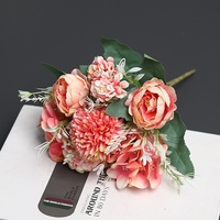 Kombinasi Bunga Sutra Buatan Peony Hydrangea Daisy 30cm Dekorasi Meja & Jendela untuk Pernikahan & Liburan