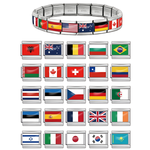 สร้อยข้อมือสแตนเลสสตีลขนาด 9 มม. ลายธงชาติอิตาลีสีทอง ประดับด้วยจี้ห้อยแบบอิตาลี  สำหรับงาน DIY ทำเครื่องประดับลูกปัดแฟชั่นทันสมัย - Product Image 1