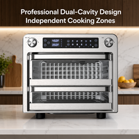 Horno Eléctrico Profesional de 36L con Diseño de Doble Cavidad y Zonas de Cocción Independientes para una Cocina Saludable y Multifuncional