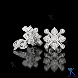Lab Grown Diamond Geometric Cross <b>Stud</b> Earrings 14K 18K Solid Gold 5 Stone Cluster Fine Women Jewelry Bridal Anniversary Gift - Product Image 2